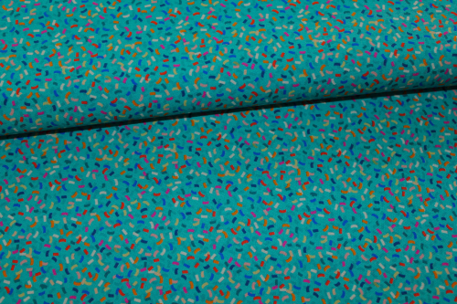 Designerbaumwollstoff Carnival on turquoise (10 cm)